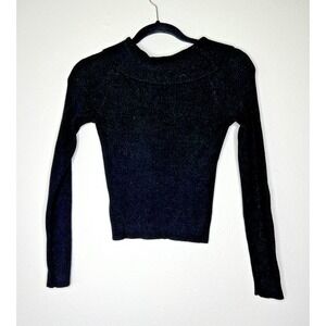 Brandy Melville‎ Sweater Black Ribbed OS Cropped California Hipster